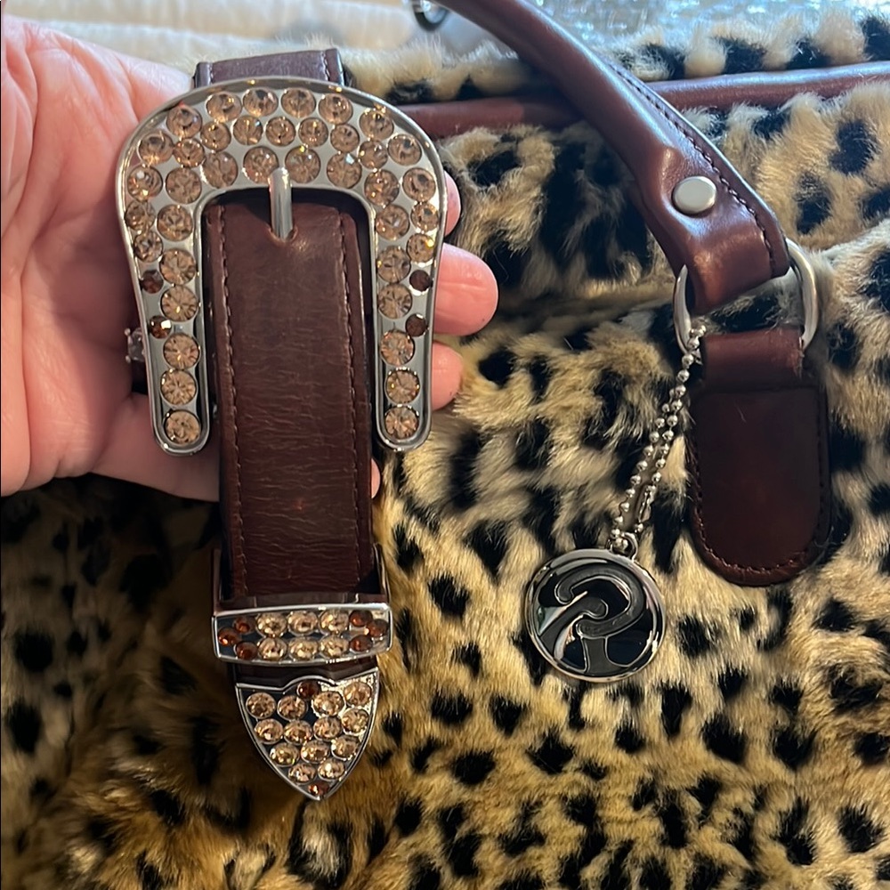 Raviani Brown Leopard Satchel with Gold Clasp - Picture 4 of 9